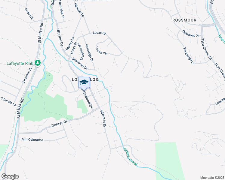 map of restaurants, bars, coffee shops, grocery stores, and more near 3123 Indian Way in Lafayette