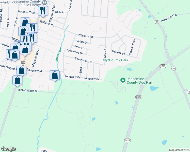 map of restaurants, bars, coffee shops, grocery stores, and more near 109 Oakwood Drive in Nicholasville