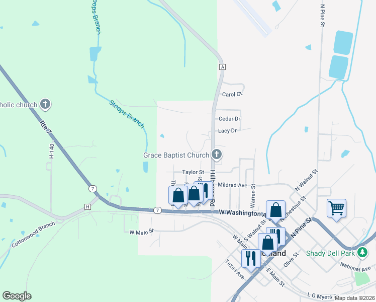 map of restaurants, bars, coffee shops, grocery stores, and more near 16 Flora Drive in Richland