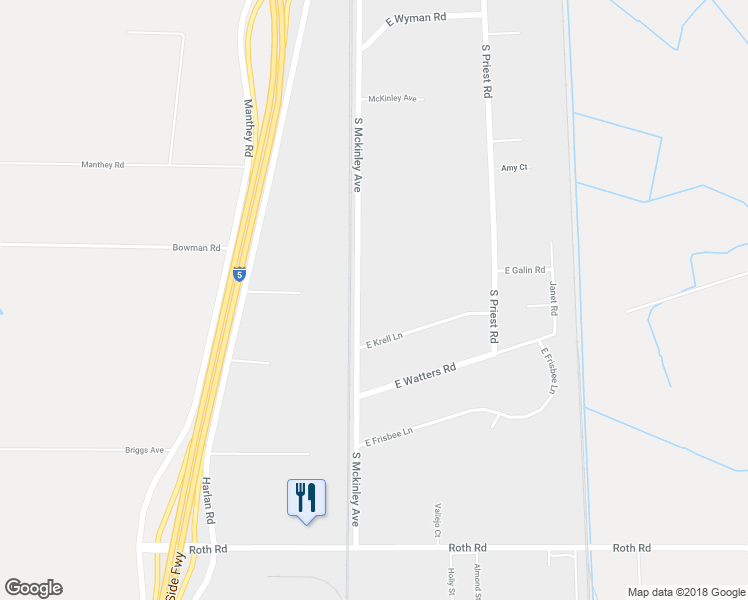map of restaurants, bars, coffee shops, grocery stores, and more near 10350 South Mckinley Avenue in French Camp