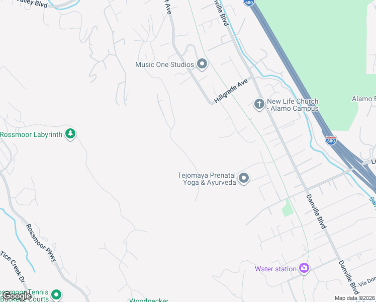 map of restaurants, bars, coffee shops, grocery stores, and more near 2 Castle Crest Road in Alamo
