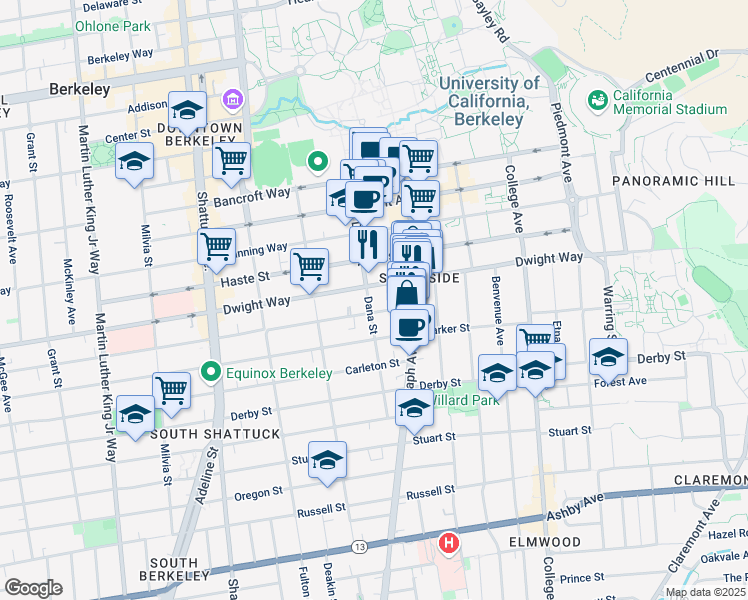 map of restaurants, bars, coffee shops, grocery stores, and more near in Berkeley