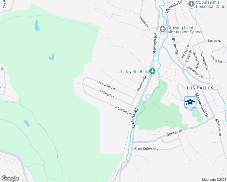 map of restaurants, bars, coffee shops, grocery stores, and more near 3337 South Lucille Lane in Lafayette