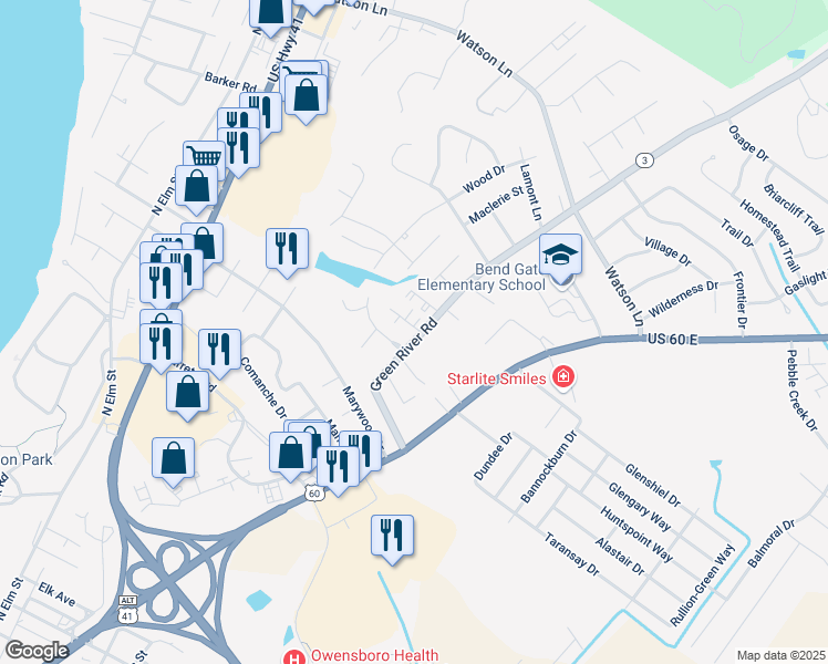 map of restaurants, bars, coffee shops, grocery stores, and more near 897 Beechwood Drive in Henderson
