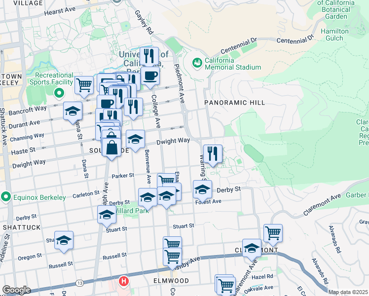 map of restaurants, bars, coffee shops, grocery stores, and more near in Berkeley