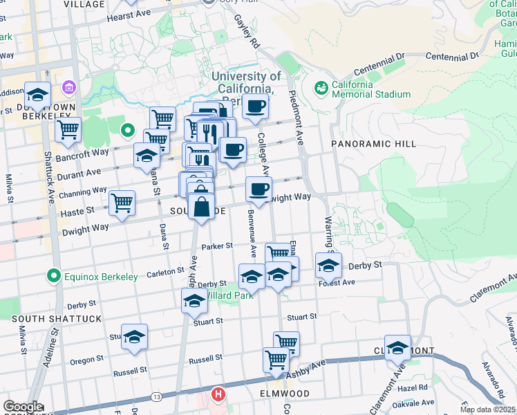 map of restaurants, bars, coffee shops, grocery stores, and more near in Berkeley