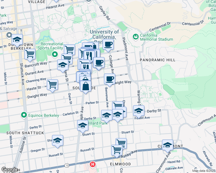 map of restaurants, bars, coffee shops, grocery stores, and more near in Berkeley