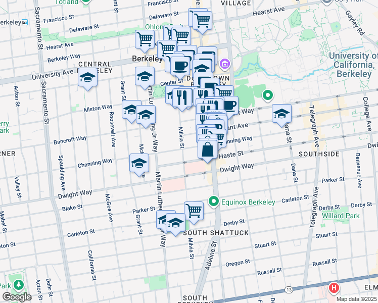 map of restaurants, bars, coffee shops, grocery stores, and more near in Berkeley