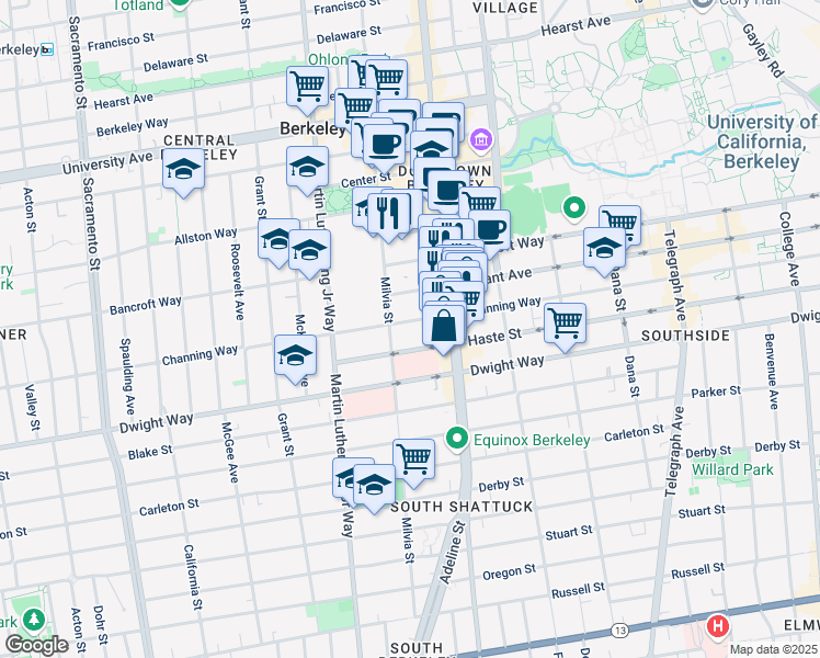 map of restaurants, bars, coffee shops, grocery stores, and more near in Berkeley