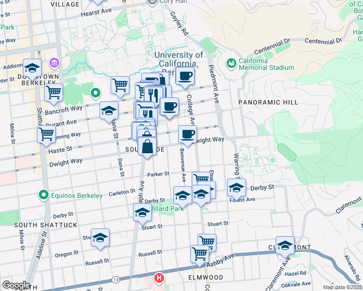 map of restaurants, bars, coffee shops, grocery stores, and more near in Berkeley