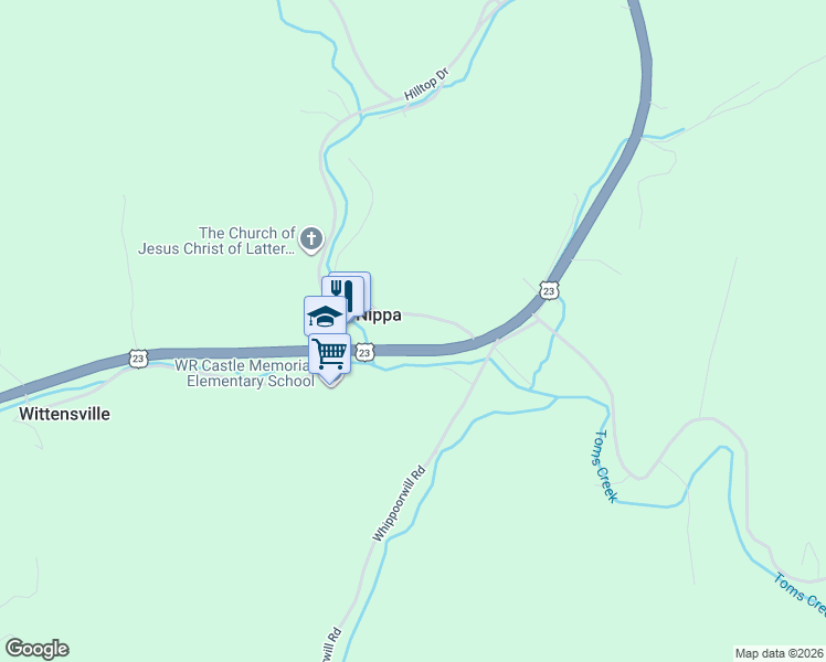 map of restaurants, bars, coffee shops, grocery stores, and more near 160-180 Sadler Road in Paintsville