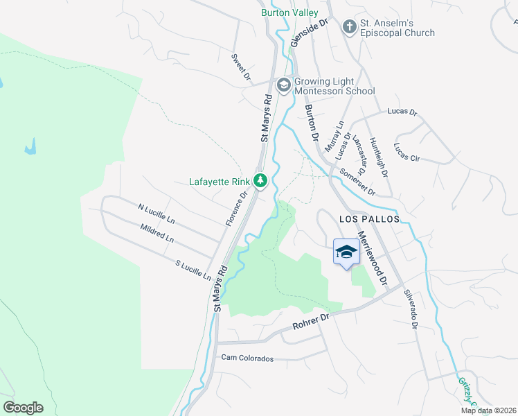map of restaurants, bars, coffee shops, grocery stores, and more near 500 Saint Marys Road in Lafayette