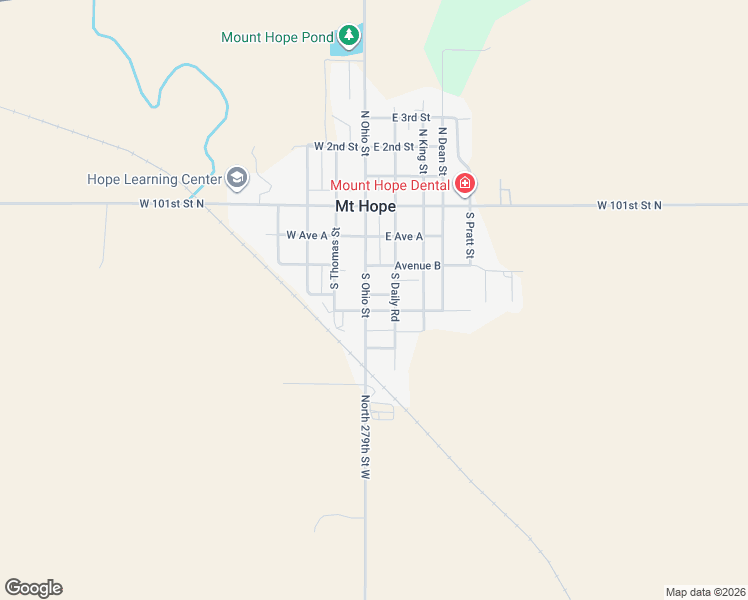 map of restaurants, bars, coffee shops, grocery stores, and more near 314 South Ohio Street in Mount Hope