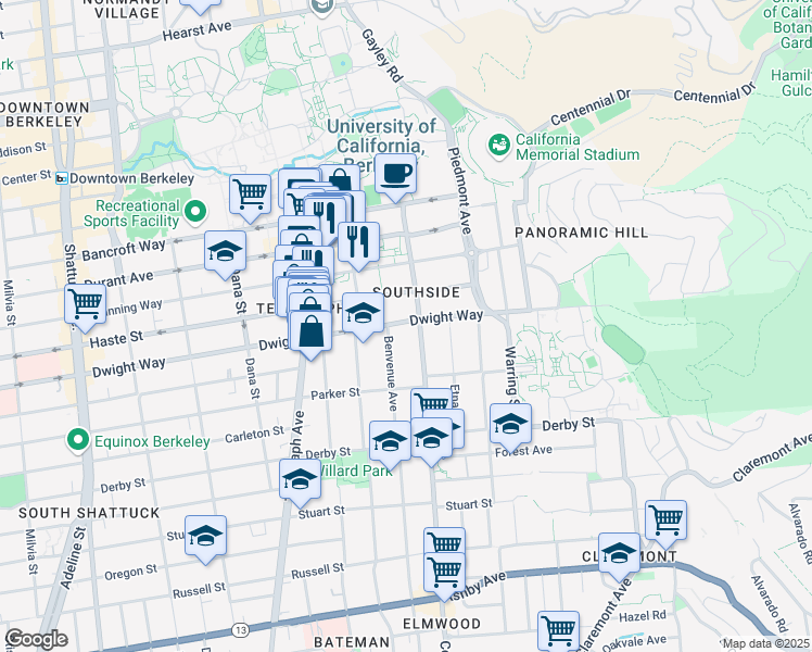 map of restaurants, bars, coffee shops, grocery stores, and more near in Berkeley