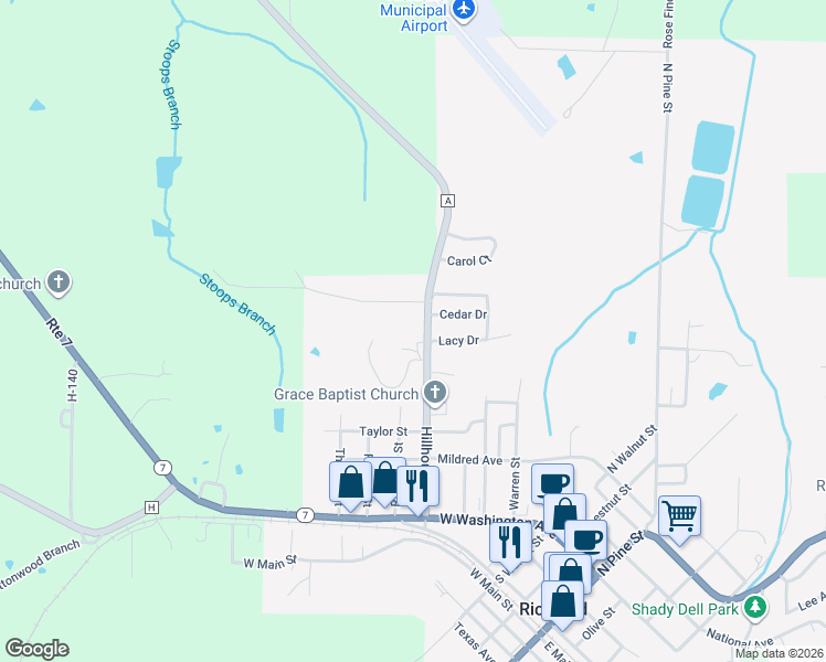 map of restaurants, bars, coffee shops, grocery stores, and more near 16 Flora St in Richland