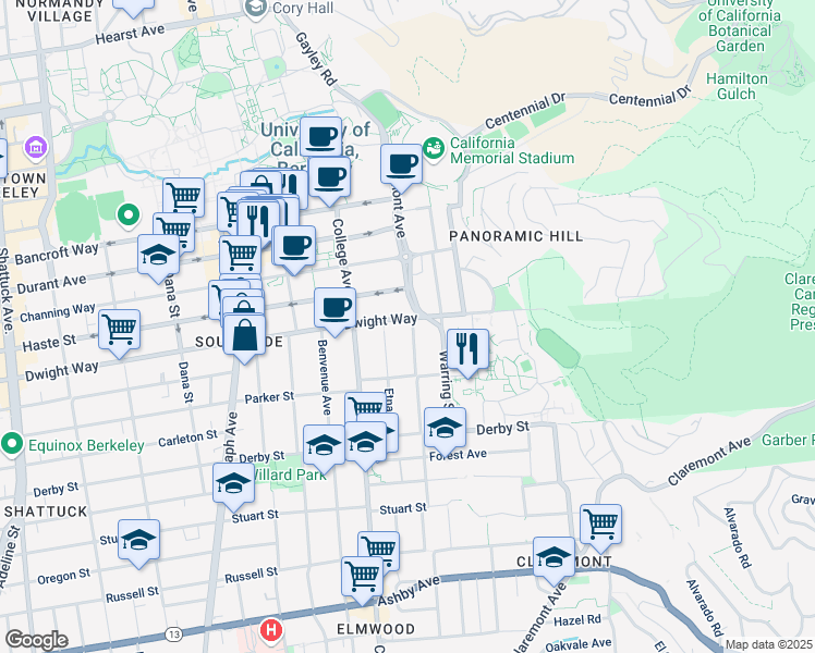 map of restaurants, bars, coffee shops, grocery stores, and more near in Berkeley