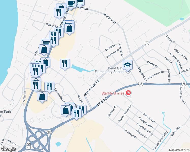 map of restaurants, bars, coffee shops, grocery stores, and more near 2439 Green River Road in Henderson