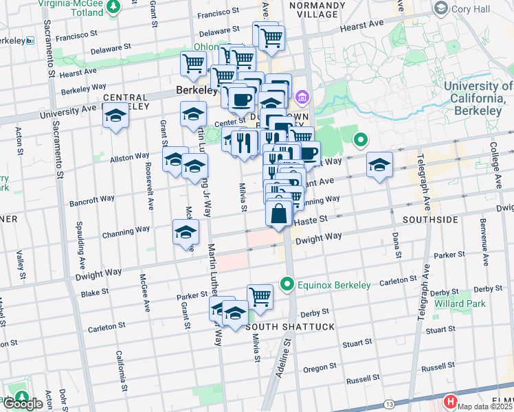 map of restaurants, bars, coffee shops, grocery stores, and more near in Berkeley