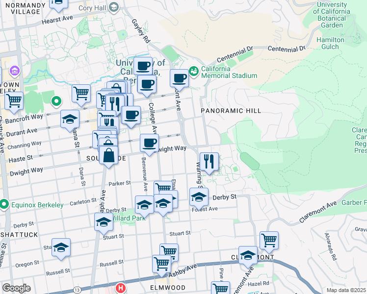map of restaurants, bars, coffee shops, grocery stores, and more near in Berkeley