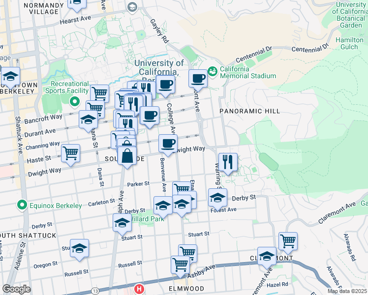 map of restaurants, bars, coffee shops, grocery stores, and more near in Berkeley