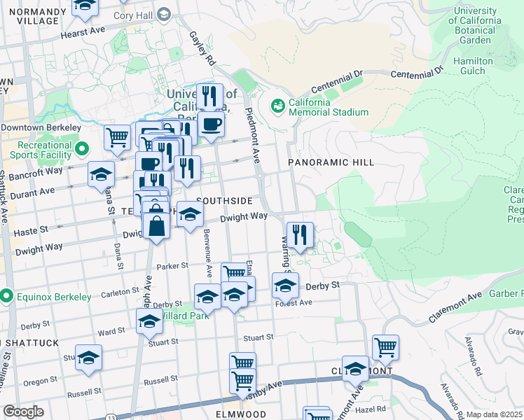 map of restaurants, bars, coffee shops, grocery stores, and more near in Berkeley