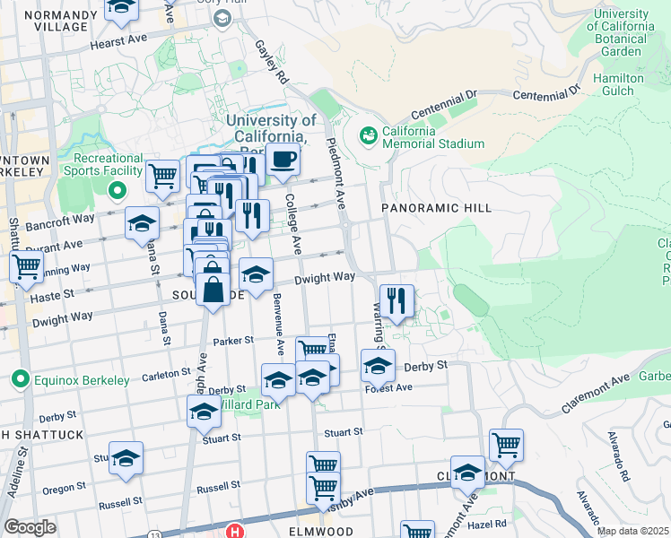 map of restaurants, bars, coffee shops, grocery stores, and more near in Berkeley