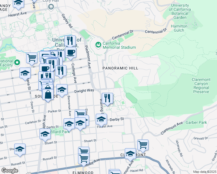 map of restaurants, bars, coffee shops, grocery stores, and more near in Berkeley