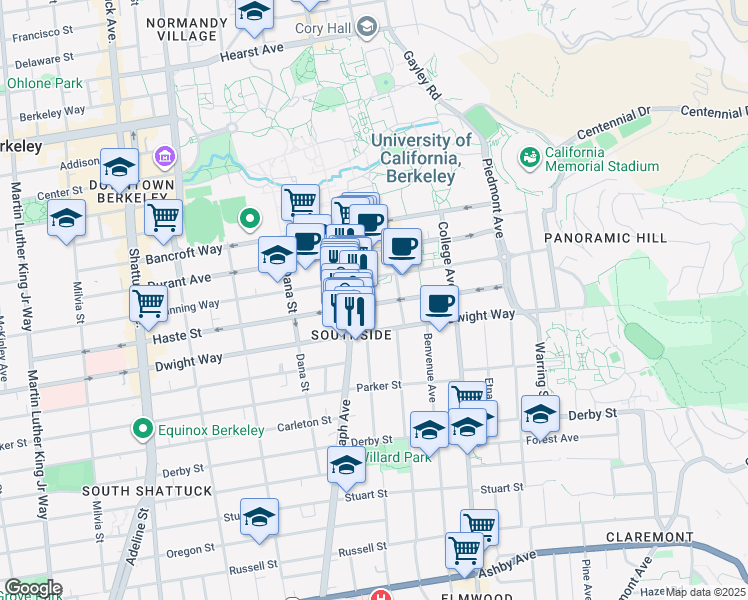 map of restaurants, bars, coffee shops, grocery stores, and more near in Berkeley