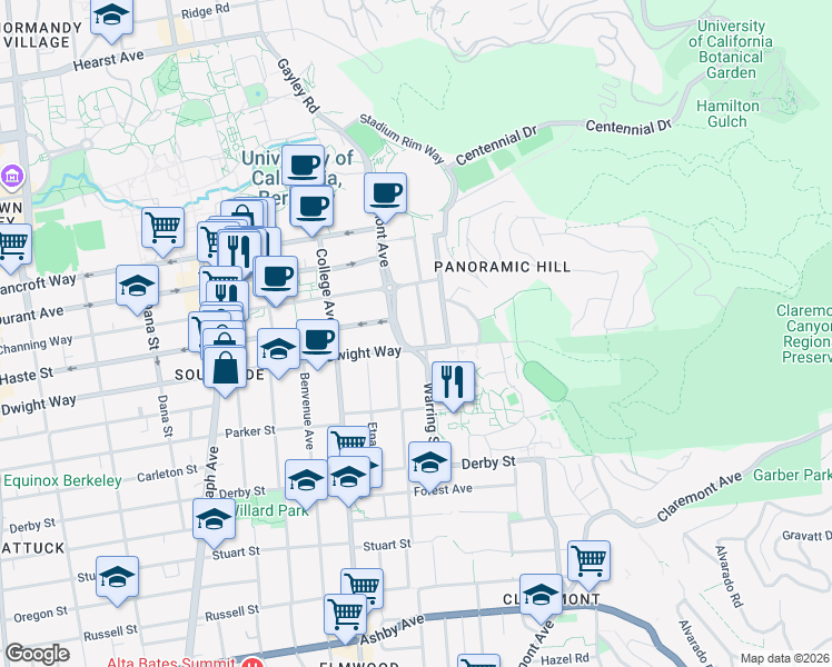 map of restaurants, bars, coffee shops, grocery stores, and more near in Berkeley