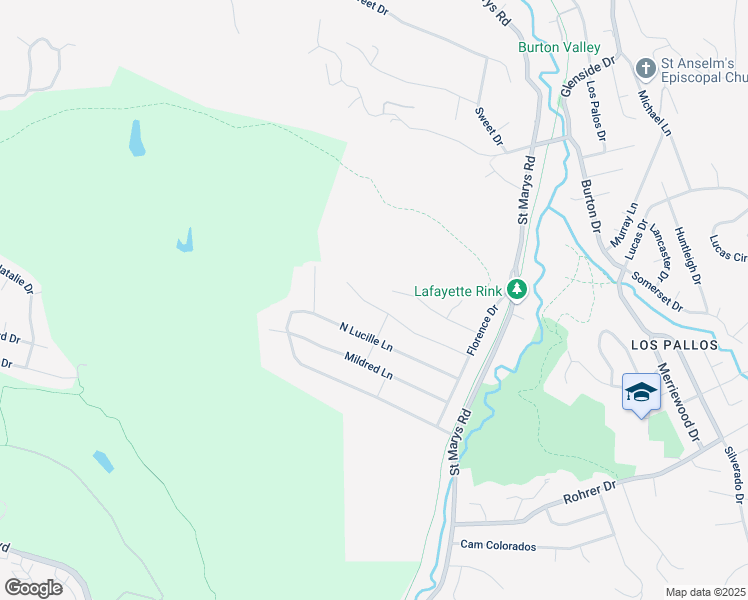 map of restaurants, bars, coffee shops, grocery stores, and more near 3352 Betty Lane in Lafayette