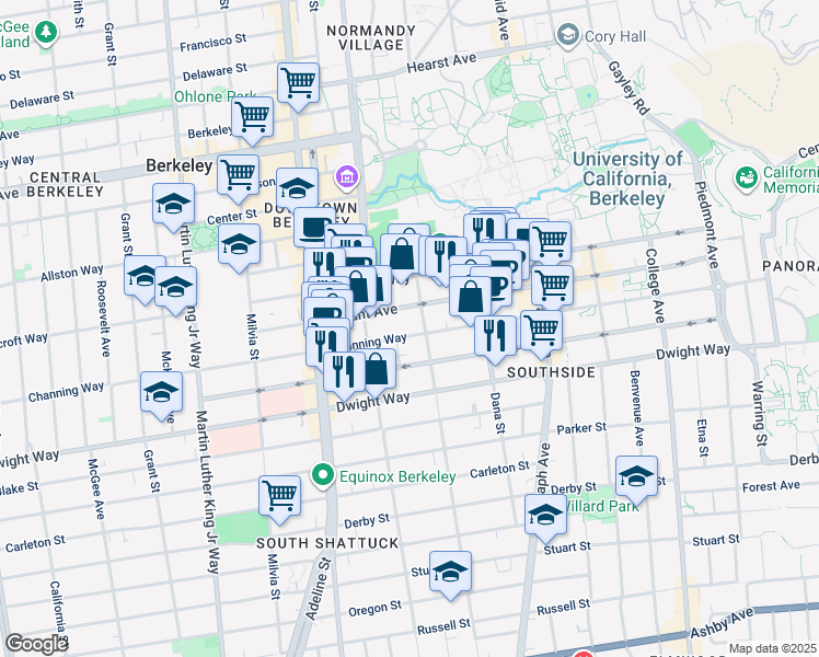 map of restaurants, bars, coffee shops, grocery stores, and more near in Berkeley