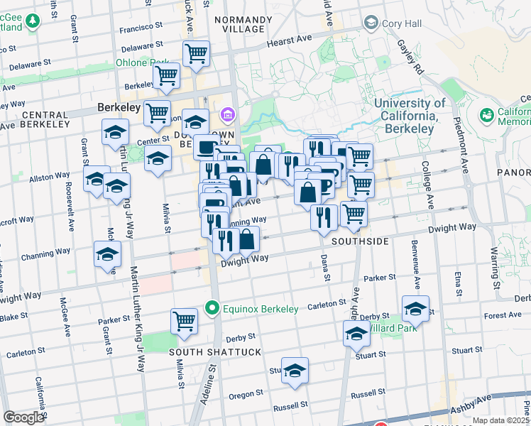 map of restaurants, bars, coffee shops, grocery stores, and more near in Berkeley