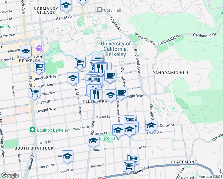 map of restaurants, bars, coffee shops, grocery stores, and more near in Berkeley