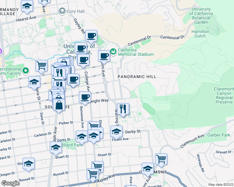 map of restaurants, bars, coffee shops, grocery stores, and more near in Berkeley
