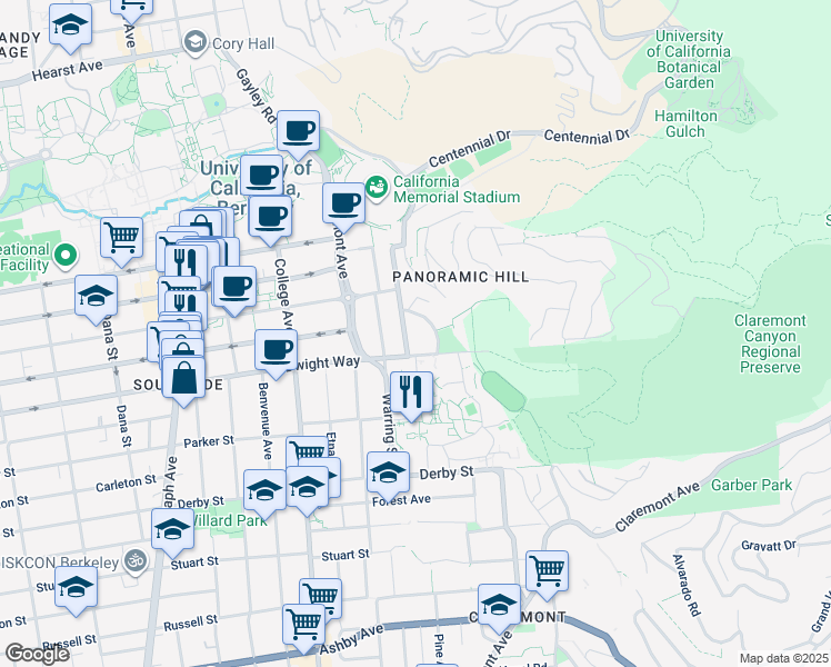 map of restaurants, bars, coffee shops, grocery stores, and more near in Berkeley
