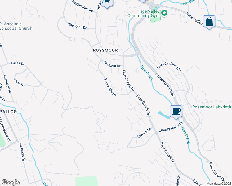map of restaurants, bars, coffee shops, grocery stores, and more near 1184 Rockledge Lane in Walnut Creek
