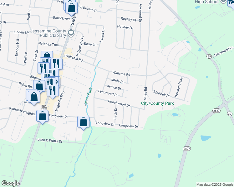 map of restaurants, bars, coffee shops, grocery stores, and more near 228 Lynnwood Drive in Nicholasville