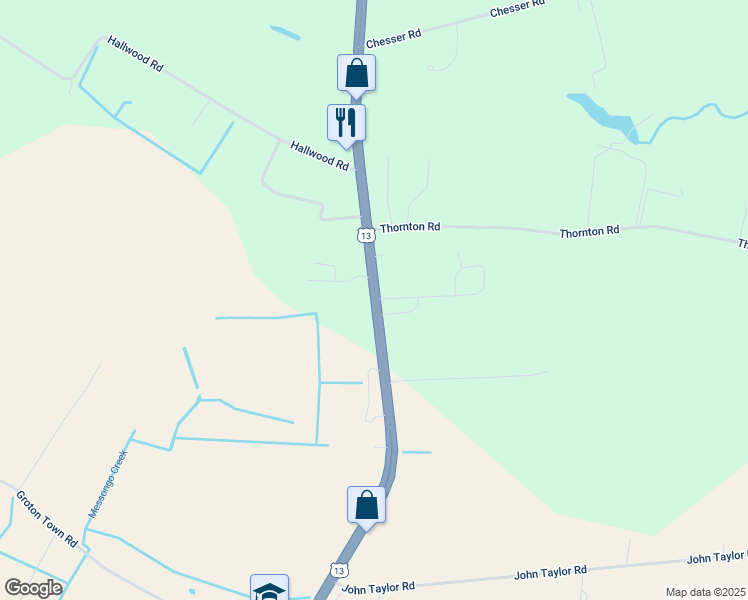 map of restaurants, bars, coffee shops, grocery stores, and more near Lankford Highway in Hallwood