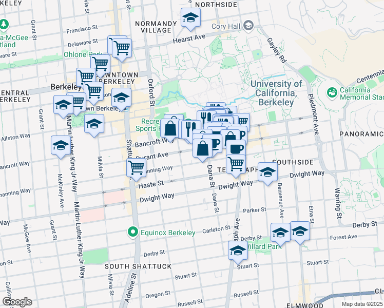 map of restaurants, bars, coffee shops, grocery stores, and more near in Berkeley