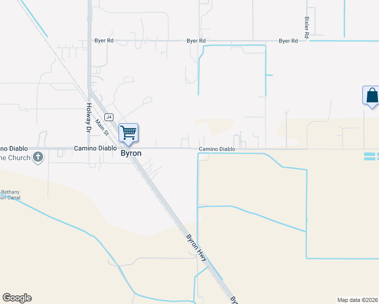 map of restaurants, bars, coffee shops, grocery stores, and more near 3474 Camino Diablo in Byron