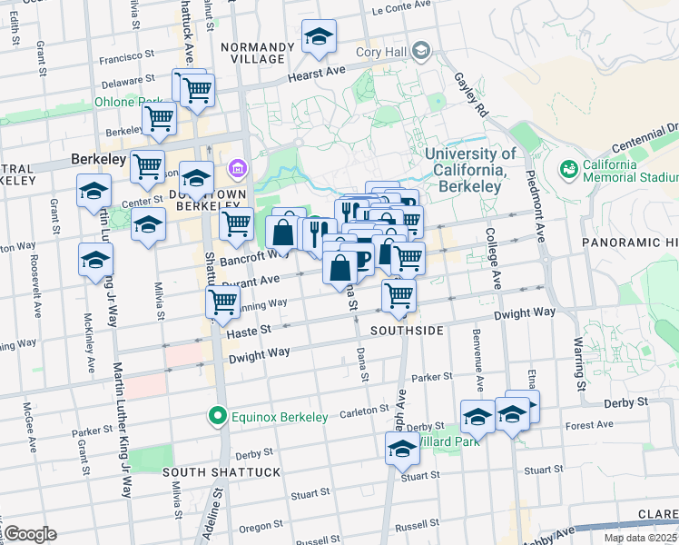 map of restaurants, bars, coffee shops, grocery stores, and more near in Berkeley