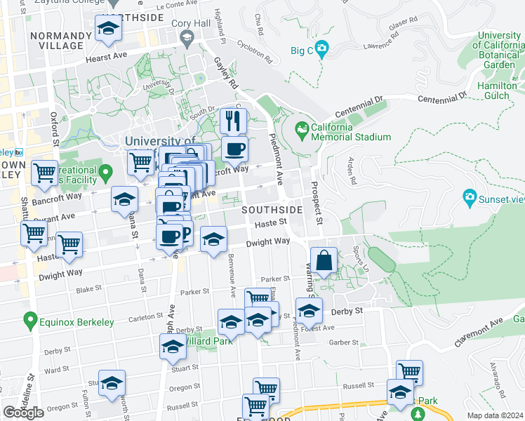 map of restaurants, bars, coffee shops, grocery stores, and more near in Berkeley