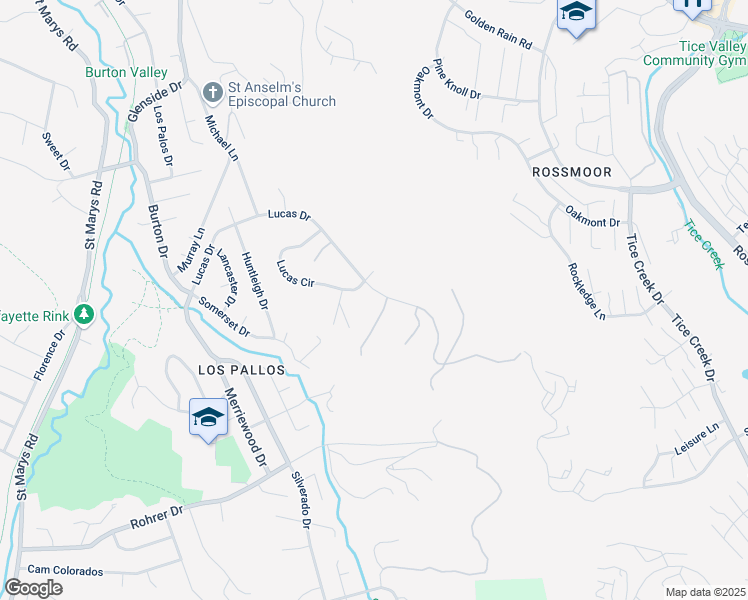 map of restaurants, bars, coffee shops, grocery stores, and more near 3165 Lucas Drive in Lafayette
