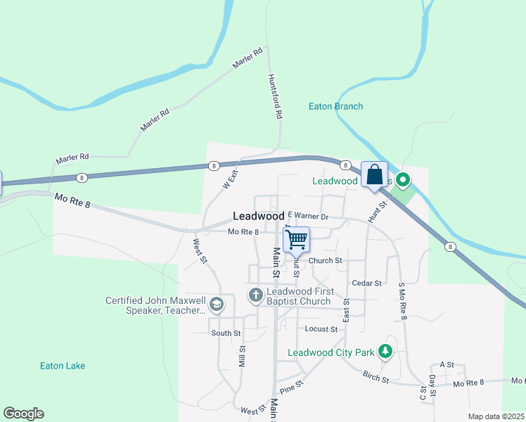 map of restaurants, bars, coffee shops, grocery stores, and more near 109 Mo Route A in Leadwood