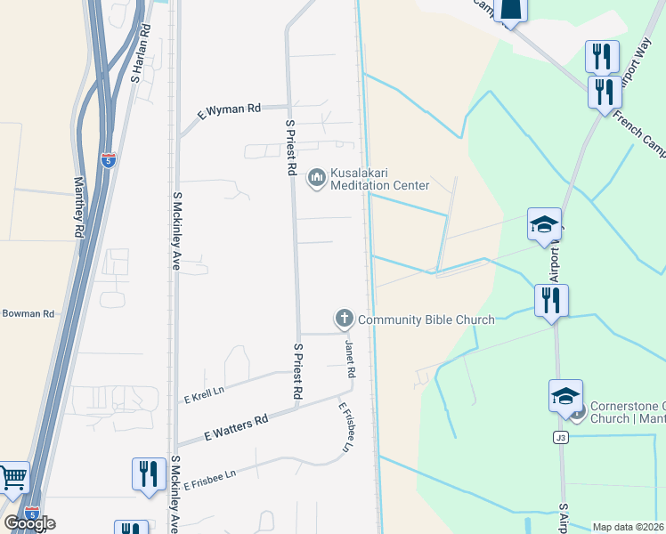 map of restaurants, bars, coffee shops, grocery stores, and more near 568 Amy Court in French Camp