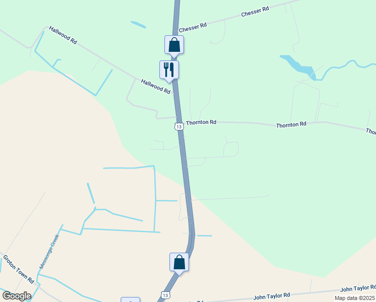 map of restaurants, bars, coffee shops, grocery stores, and more near Lankford Highway in Hallwood