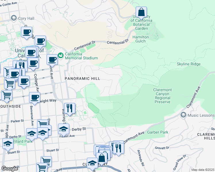 map of restaurants, bars, coffee shops, grocery stores, and more near 572 Dwight Place in Berkeley