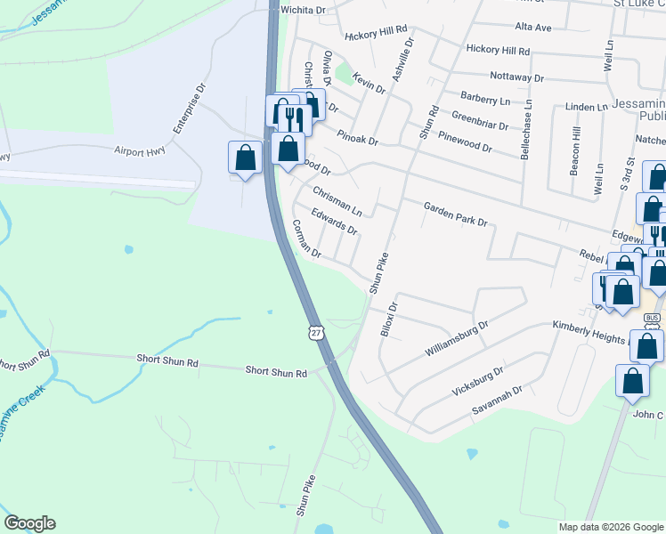map of restaurants, bars, coffee shops, grocery stores, and more near 200 Corman Drive in Nicholasville