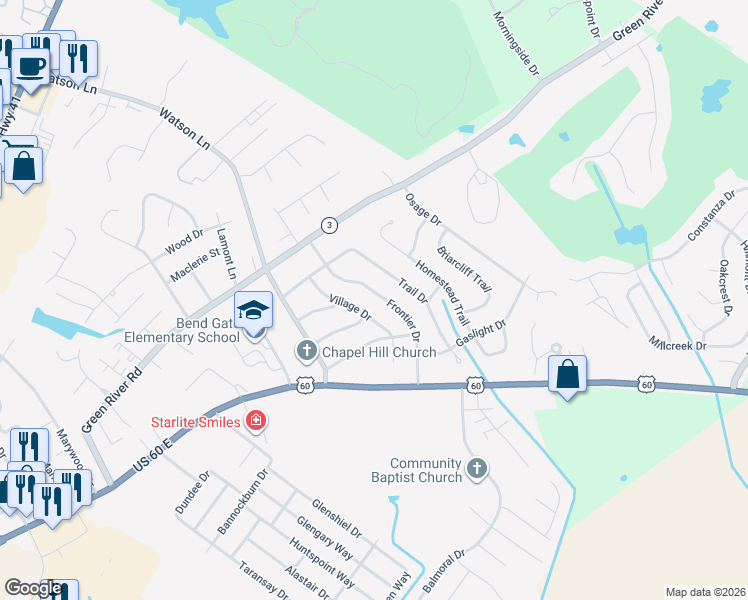 map of restaurants, bars, coffee shops, grocery stores, and more near 939 Village Drive in Henderson