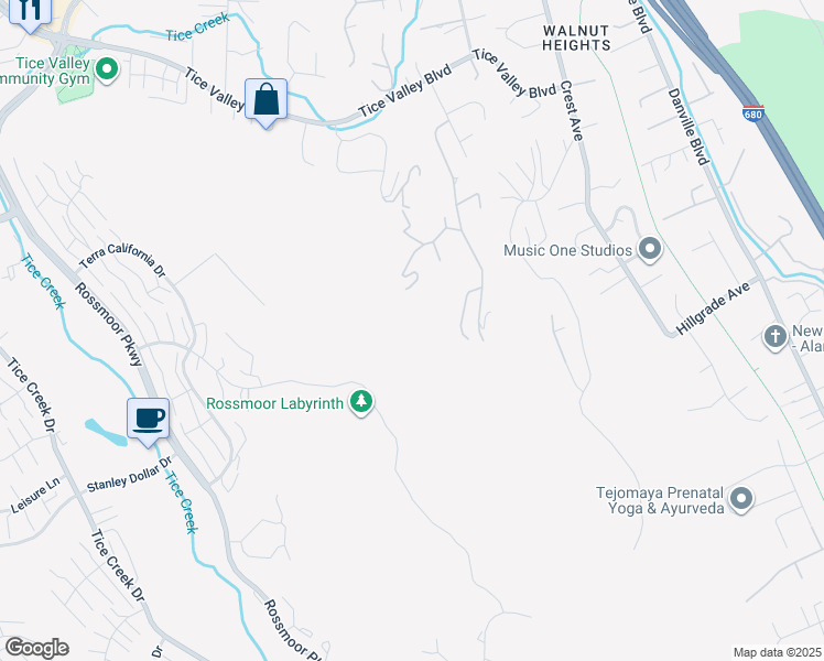 map of restaurants, bars, coffee shops, grocery stores, and more near 283 Castle Hill Ranch Road in Walnut Creek